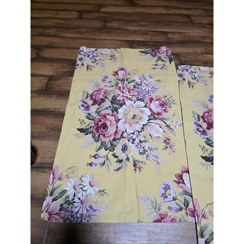 Vintage Ralph Lauren Sophie Brooke Qeen Size 2 Pillowcase Pair Yellow Cottage